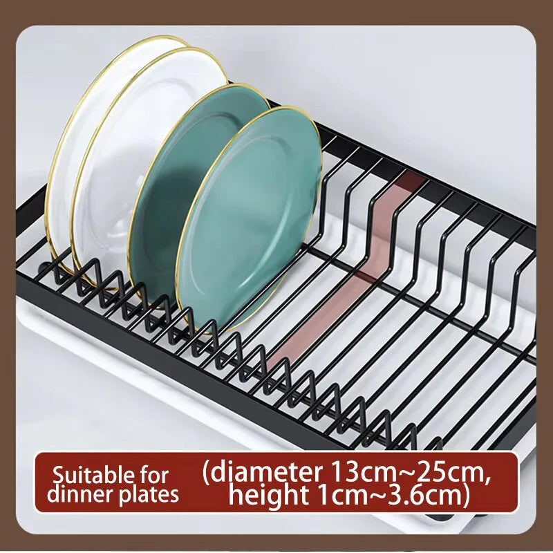 2-Tier Compact Kitchen Dish Rack with Utensil Holder