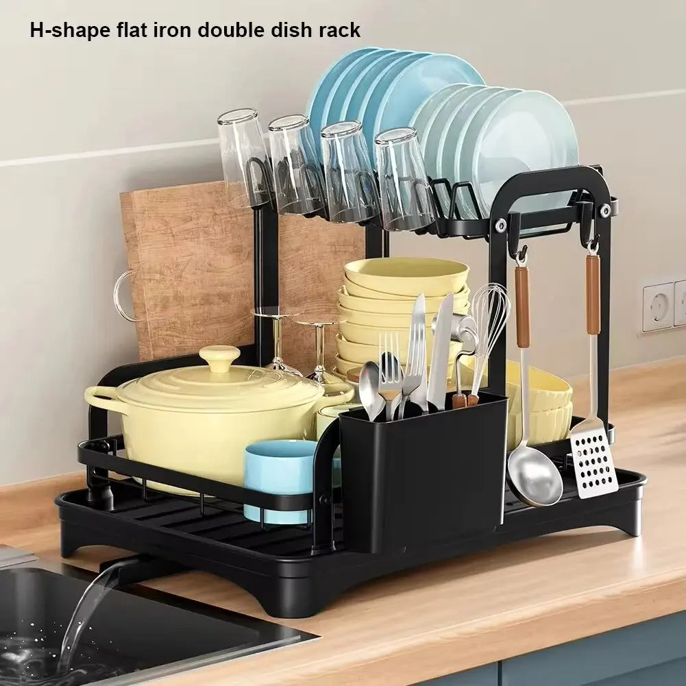 2 Tier Dish Bowl Drainer Storage Rack